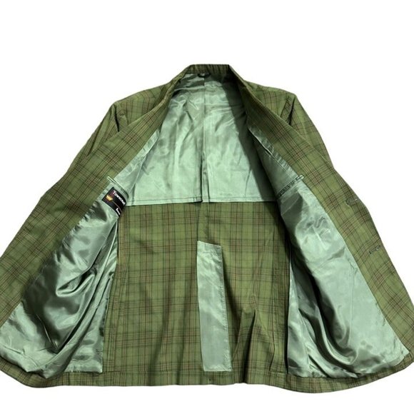 60s VTG Green Plaid 2 Button Sports Coat Blazer Town Craft JC Penney 40R NICE - Picture 6 of 10